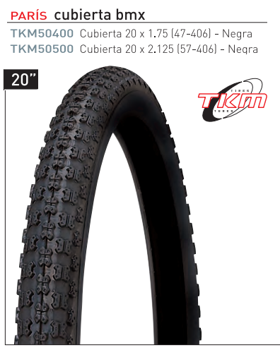 CUBIERTA BICICLETA TKM 20-2125 NEGRA